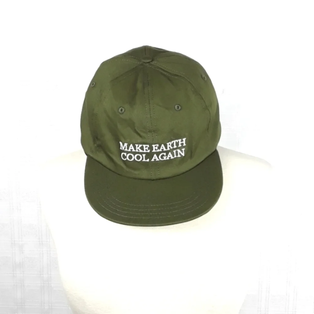 Make Earth Cool Again Stonyfield Mens/Womens Visor Cotton Hat Adjustable Green